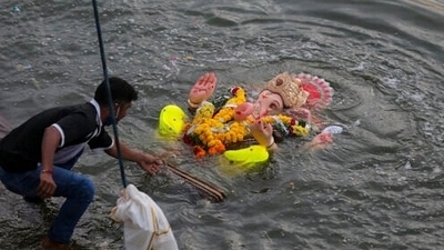 The 10-day festival of Ganesh Chaturthi ends with an immersion of the Ganesha idol on Anant Chaturdashi. (AP Photo/Mahesh Kumar A.) The 10-day festival of Ganesh Chaturthi ends with an immersion of the Ganesha idol on Anant Chaturdashi. (AP Photo/Mahesh Kumar A.)