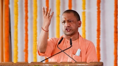 Uttar Pradesh chief minister Yogi Adityanath addresses a press conference on the completion of 4.5 years of BJP government in the state on Sunday. (File photo) Uttar Pradesh chief minister Yogi Adityanath addresses a press conference on the completion of 4.5 years of BJP government in the state on Sunday. (File photo)