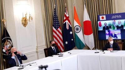 US President Joe Biden(left) takes part in a virtual meeting of the Quadrilateral Security Dialogue (Quad) with the leaders of India, Australia and Japan on March 12, 2021. Joe Biden will host an in-person summit of the Quad group in Washington on September 24. (REUTERS) US President Joe Biden(left) takes part in a virtual meeting of the Quadrilateral Security Dialogue (Quad) with the leaders of India, Australia and Japan on March 12, 2021. Joe Biden will host an in-person summit of the Quad group in Washington on September 24. (REUTERS)