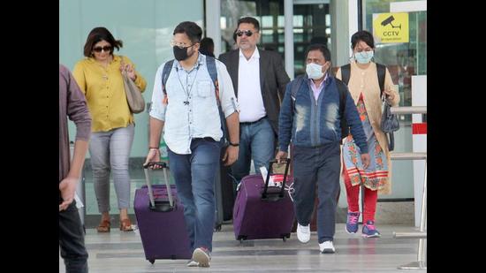 After being suspended in March last year, the Sharjah flight from Chandigarh International Airport had resumed in December, but was discontinued again in March this year due to the pandemic’s second wave. (HT Photo)