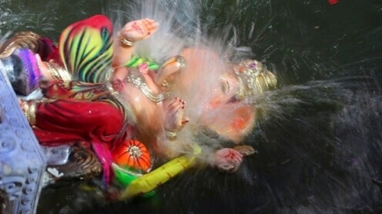 The Ganesh Nimajjan Yatra, or the immersion procession, that follows the laddu auction is a popular affair(AP)