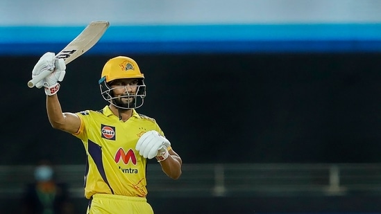 Ruturaj Gaikwad of Chennai Super Kings (CSK) celebrates.(PTI)