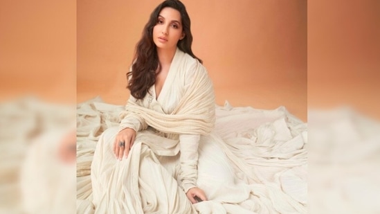 Earlier, Nora Fatehi grabbed eye-balls when she took to her Instagram handle to share a few pictures of herself in an elegant neutral shade ensemble.(Instagram/@norafatehi)
