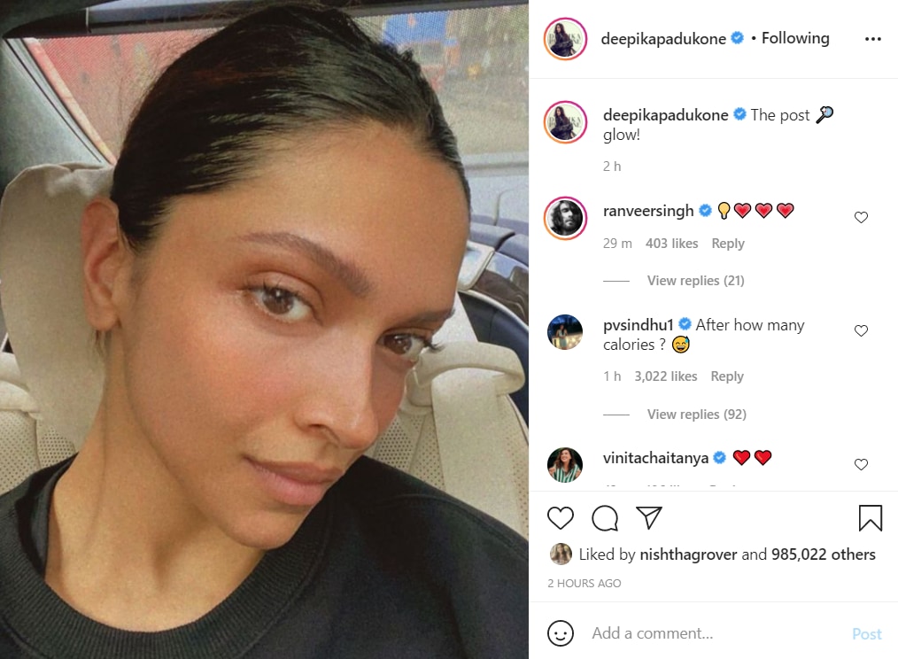 Deepika Padukone shared a picture of herself on Instagram.