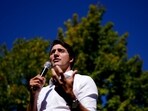 Canada's Liberal Prime Minister Justin Trudeau speaks at an election campaign stop on the last campaign day before the election, in Vaughan, Ontario.(REUTERS)