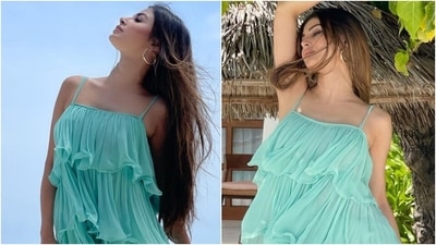Glowing skin, nude lip shade, blushed cheeks and sleek eyeliner rounded off Mouni's make-up for the beach look. What are your thoughts about Mouni's ensemble? (Instagram/@imouniroy)