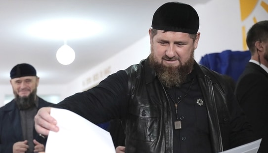 Chechnya's regional leader Ramzan Kadyrov casts his ballot at a polling station during the Parliamentary elections in Akhmat-Yurt, Russia. (AP Photo) Chechnya's regional leader Ramzan Kadyrov casts his ballot at a polling station during the Parliamentary elections in Akhmat-Yurt, Russia. (AP Photo)