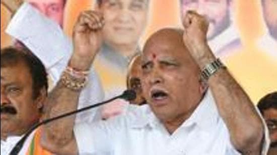 The BJP won its first-ever seat in Mandya in the December 2019 bypolls when KC Narayana Gowda, who defected from the JD(S), won the seat and was made a cabinet minister for his role in helping BS Yediyurappa come back to power. (HT Photo)