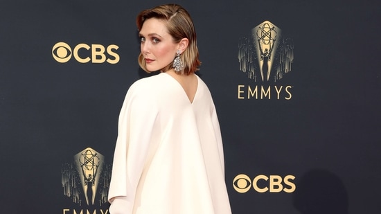 Wandavision star and first-time Emmy nominee Elizabeth Olsen attends the 73rd Primetime Emmy Awards at L.A. LIVE in Los Angeles, California. Her gown is from The Row, her sister Mary-Kate and Ashley Olsen’s luxury label.&nbsp;(AFP)