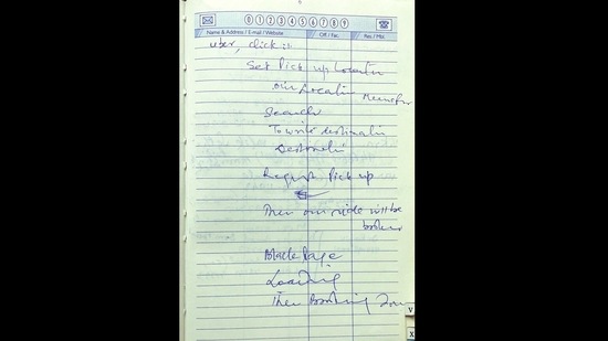 A dad's notes on how to book an Uber shared in a tweet going viral. (Twitter/@rahulrmv) A dad's notes on how to book an Uber shared in a tweet going viral. (Twitter/@rahulrmv)