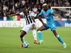 Udinese's Samir, left, and Napoli's Victor Osimhen in action during the Serie A soccer match between Udinese and Napoli, at the Dacia arena in Udine(AP) Udinese's Samir, left, and Napoli's Victor Osimhen in action during the Serie A soccer match between Udinese and Napoli, at the Dacia arena in Udine(AP)