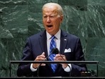 US President Joe Biden addresses the 76th Session of the UN General Assembly in New York City, US.
