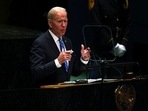 U.S. President Joe Biden addresses the 76th Session of the U.N. General Assembly at United Nations headquarters in New York.