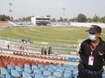 A security forces personnel is seen in the cricket stadium following the cancellation of cricket series between Pakistan and New Zealand. A security forces personnel is seen in the cricket stadium following the cancellation of cricket series between Pakistan and New Zealand. 