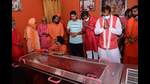 Deputy chief minister Keshav Prasad Maurya paying his last respects to Mahant Narendra Giri at Baghambari Math ashram in Prayagraj on Tuesday. (Anil Kumar Maurya/HT) Deputy chief minister Keshav Prasad Maurya paying his last respects to Mahant Narendra Giri at Baghambari Math ashram in Prayagraj on Tuesday. (Anil Kumar Maurya/HT)