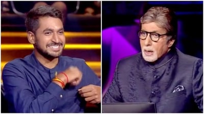 Pranshu Tripathi interacting with Amitabh Bachchan on KBC 13.