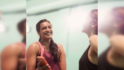 'Just a regular day' in Deepika Padukone's life as she plays badminton against PV Sindhu. (Instagram/@deepikapadukone) 'Just a regular day' in Deepika Padukone's life as she plays badminton against PV Sindhu. (Instagram/@deepikapadukone)