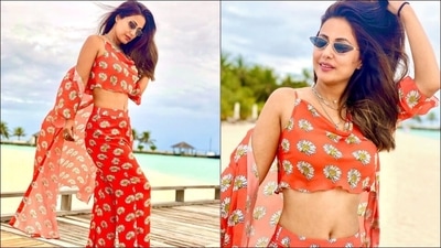 Completing her attire with a pair of white flip flops, Hina let down her hair to play with the sea breeze. (Instagram/realhinakhan)