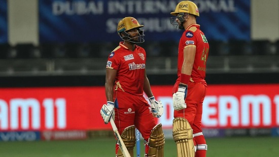 Nicholas Pooran and Aiden Markram (right) brought up their fifty-run stand off just 28 balls and eventually put on 57 runs for the third wicket as they inched closer to taking PBKS to victory. However, there was a twist that was yet to unfold.(BCCI/IPL)