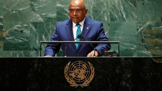 United Nations General Assembly President Abdulla Shahid addresses the 76th Session of the global summit at UN headquarters in New York on Tuesday. (AP) United Nations General Assembly President Abdulla Shahid addresses the 76th Session of the global summit at UN headquarters in New York on Tuesday. (AP)