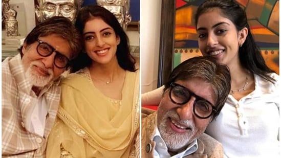 Amitabh Bachchan poses with his granddaughter Navya Naveli Nanda.