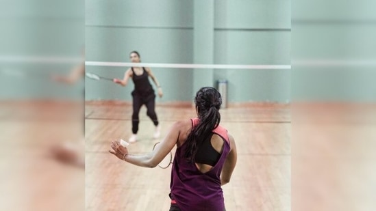 Sharing the pictures on her Instagram handle, Deepika Padukone captioned it, "Just a regular day in my life…Burning calories with @pvsindhu1 !😅."(Instagram/@deepikapadukone)
