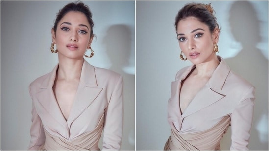 Tamannaah Bhatia in â‚¹94k nude pink blazer dress stuns with her irresistible  charm | Fashion Trends - Hindustan Times