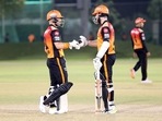 David Warner and Kane Williamson during practice. (SRH/Twitter) David Warner and Kane Williamson during practice. (SRH/Twitter)