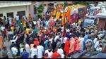Nagar Yatra of the mortal remains of Mahant Narendra Giri passes through Prayagraj before the funeral on Wednesday. (Anil Kumar Maurya/HT) Nagar Yatra of the mortal remains of Mahant Narendra Giri passes through Prayagraj before the funeral on Wednesday. (Anil Kumar Maurya/HT)