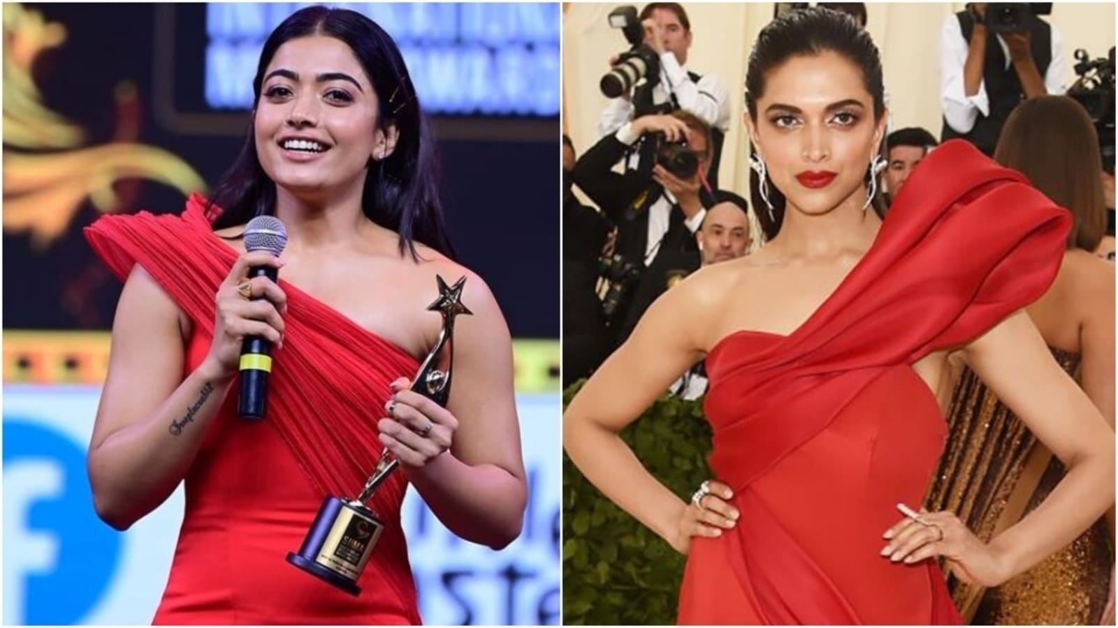 Sexy Video Deepika Kapoor - Rashmika Mandanna in red bodycon gown reminds us of Deepika Padukone's Met  Gala look, see pics | Fashion Trends - Hindustan Times