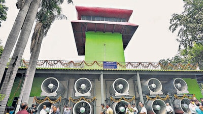 New Delhi, India - Aug. 23, 2021: The newly inaugurated smog tower on Baba Kharak Singh Marg in New Delhi, India on Monday, August 23, 2021. (Photo by Arvind Yadav/Hindustan Times) (Arvind Yadav/HT PHOTO) New Delhi, India - Aug. 23, 2021: The newly inaugurated smog tower on Baba Kharak Singh Marg in New Delhi, India on Monday, August 23, 2021. (Photo by Arvind Yadav/Hindustan Times) (Arvind Yadav/HT PHOTO)
