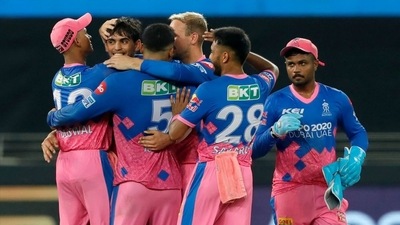 RR players praise Karthik Tyagi. (IPL)