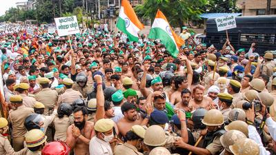 A meeting was held on Wednesday at Andhra Pradesh’s Communist Party India (CPI) office by left parties, Congress, and Telugu Desam Party (TDP) to discuss the Bharat Bandh on September 27. (PTI)