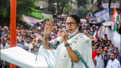 West Bengal chief minister Mamata Banerjee addresses a public meeting during her campaign for Bhabanipur constituency bypoll, in Kolkata on Wednesday. (PTI) West Bengal chief minister Mamata Banerjee addresses a public meeting during her campaign for Bhabanipur constituency bypoll, in Kolkata on Wednesday. (PTI)