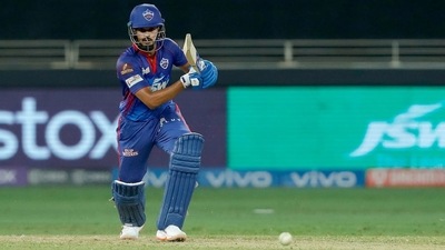 UAE, Sept 22: Shreyas Iyer of Delhi Capitals plays a shot during the Vivo IPL match between the Sunrisers Hyderabad and the Delhi Capitals, at the Dubai International Stadium, in Dubai on Wednesday. (ANI)