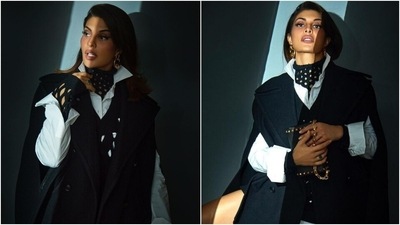Boss lady Jacqueline Fernandez nails power dressing in chic mini attire for shoot (Instagram/@chandiniw) Boss lady Jacqueline Fernandez nails power dressing in chic mini attire for shoot (Instagram/@chandiniw)