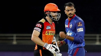 Dubai: Axar Patel of Delhi Capitals celebrates after getting the wicket of Kane Williamson during match 33 of the Vivo Indian Premier League between Sunrisers Hyderabad and Delhi Capitals, at Dubai International Stadium, Wednesday, Sept. 22, 2021. (PTI)