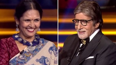 Amitabh Bachchan with Namrata Shah on Kaun Banega Crorepati 13. Amitabh Bachchan with Namrata Shah on Kaun Banega Crorepati 13.
