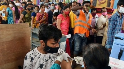 A beneficiary receives a dose of Covid-19 vaccine during a special camp outside a temple in Hyderabad. (File photo) A beneficiary receives a dose of Covid-19 vaccine during a special camp outside a temple in Hyderabad. (File photo)