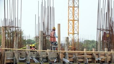 A construction site in Pune. A worker who fell during renovation of a building in Kalyaninagar was rescued by a team of Pune fire brigade. (HT FILE (FOR REPRESENTATIONAL PURPOSE ONLY))
