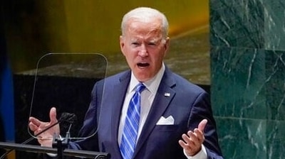 Joe Biden delivers speech at the 76th session of the UN General Assembly (UNGA) for the first time as the President of the US on September 21, 2021. (AP Photo) Joe Biden delivers speech at the 76th session of the UN General Assembly (UNGA) for the first time as the President of the US on September 21, 2021. (AP Photo)