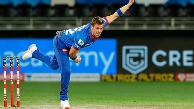 Anrich Nortje was on fire in his first spell.&nbsp; (IPL/Twitter)