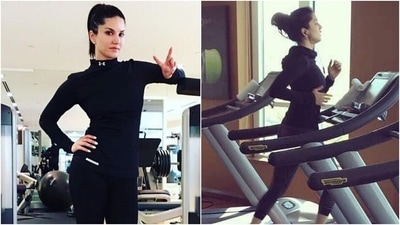 Sunny Leone runs on treadmill and shares secret to fit body in mid-week gym post (Instagram/@sunnyleone) Sunny Leone runs on treadmill and shares secret to fit body in mid-week gym post (Instagram/@sunnyleone)