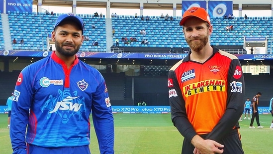 UAE, Sept 22: Kane Williamson captain of Sunrisers Hyderabad and Rishabh Pant of Delhi Capitals at the toss during Vivo IPL match between the Sunrisers Hyderabad and the Delhi Capitals, at the Dubai International Stadium, in Dubai on Wednesday.(ANI)