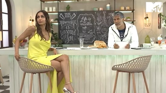 Milind Soman and Malaika Arora on Supermodel of the Year.