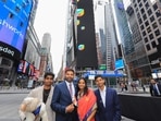 Freshworks CEO Girish Mathrubootham (2nd left) with his family (twitter.com/Nasdaq) Freshworks CEO Girish Mathrubootham (2nd left) with his family (twitter.com/Nasdaq)