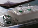 Vials of the Covishield Covid-19 vaccine at a vaccination camp set up in New Delhi. (Representational Image / Bloomberg) Vials of the Covishield Covid-19 vaccine at a vaccination camp set up in New Delhi. (Representational Image / Bloomberg)