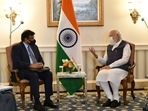 PM Modi meets with General Atomics CEO Vivek Lall.(Twitter/@PMOIndia) PM Modi meets with General Atomics CEO Vivek Lall.(Twitter/@PMOIndia)