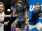 From left: Stefanos Tsitsipas, Daniil Medvedev and Alexander Zverev.&nbsp;