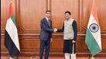 Union minister for commerce and industry Piyush Goyal greets UAE minister of state for foreign trade Thani Ahmed Al Zeyoudi in New Delhi on Wednesday. The UAE is the ninth largest investor with over billion invested in sectors such as services, sea transport, power, infrastructure and real estate. (Tweeted by Piyush Goyal) Union minister for commerce and industry Piyush Goyal greets UAE minister of state for foreign trade Thani Ahmed Al Zeyoudi in New Delhi on Wednesday. The UAE is the ninth largest investor with over billion invested in sectors such as services, sea transport, power, infrastructure and real estate. (Tweeted by Piyush Goyal)